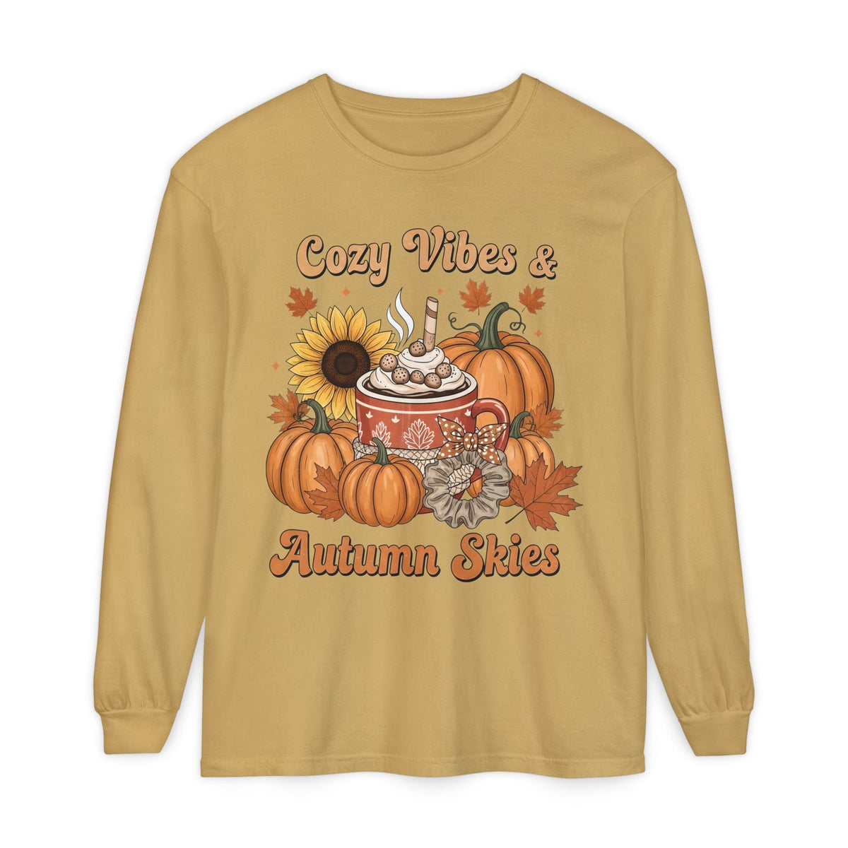 Cozy Autumn Long Sleeve T-Shirt - Pumpkin Spice Fall Fashion