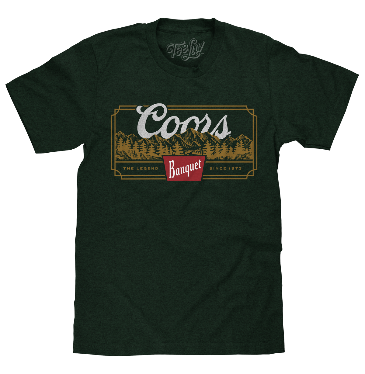 Coors Banquet Beer The Legend Since 1873 Rocky Mountains T-Shirt - Forest Green