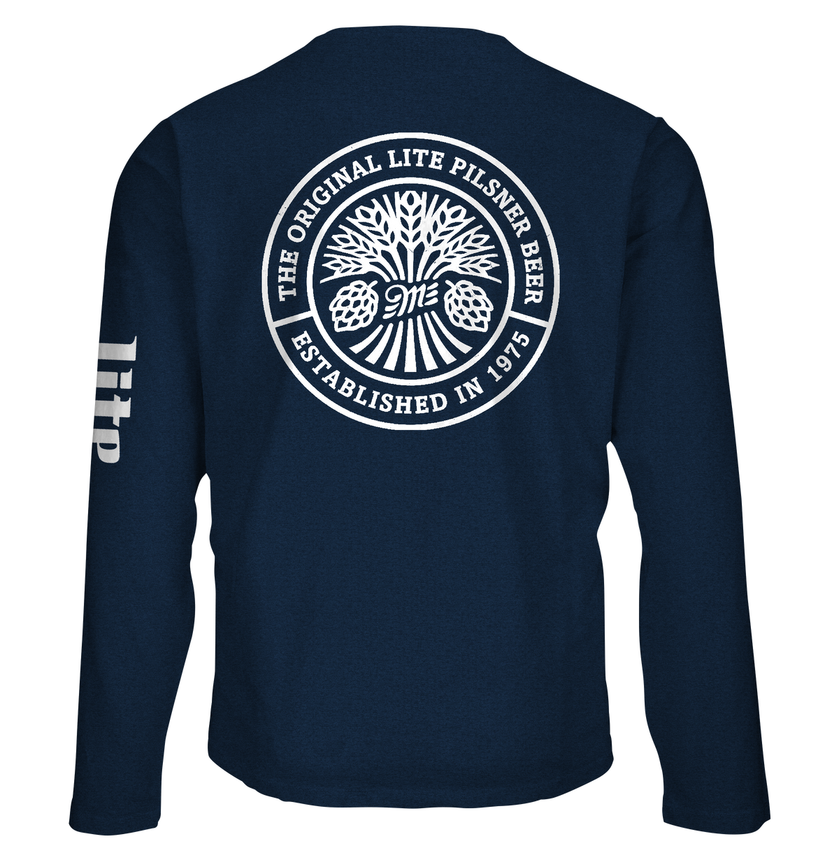 Miller Lite Front/Back/Sleeve Print Long Sleeve T-Shirt - Navy Blue
